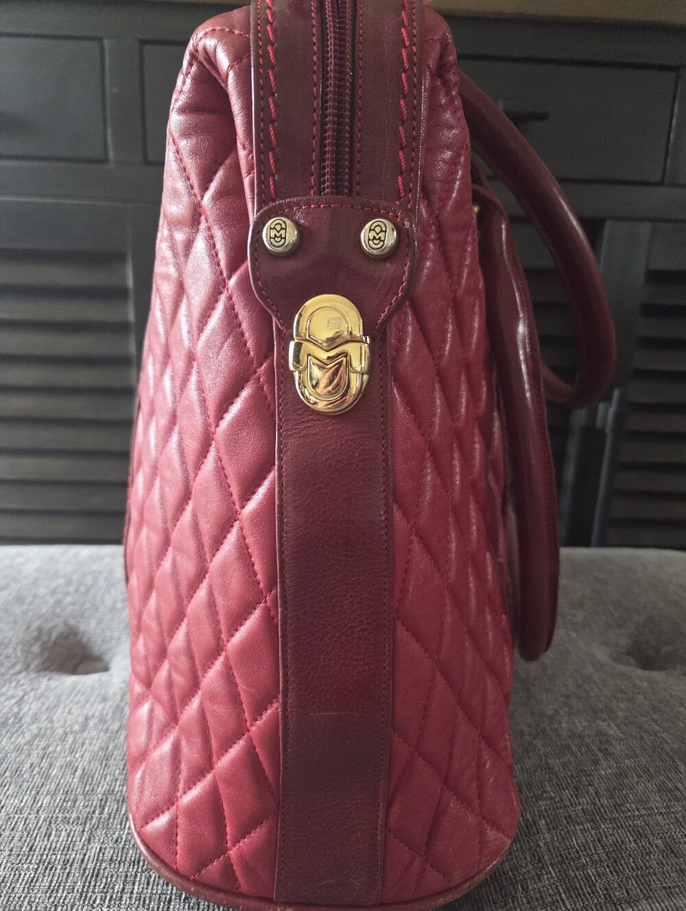 Marino Orlandi Red Quilted Leather Tote Bag - Picture 9 of 16